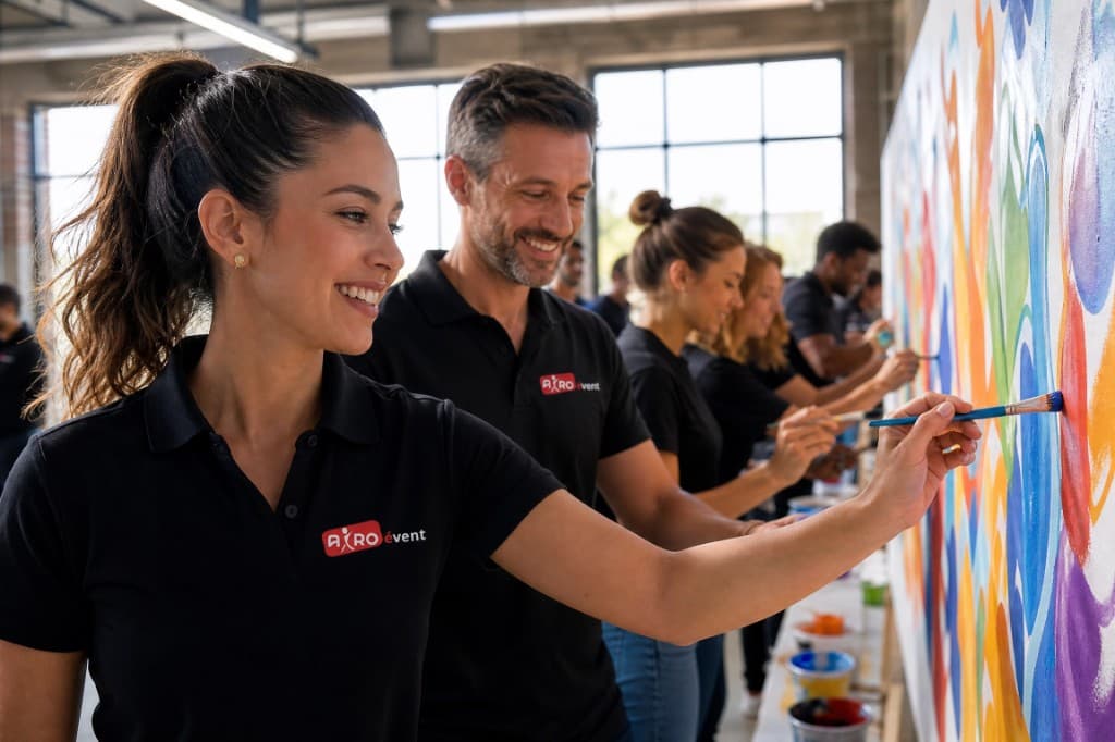Équipe en activité de team building corporate